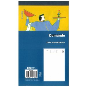 Blocco Comande a 3 Copie 25 fogli x 3 Autoricalcanti Ediprò E5916
