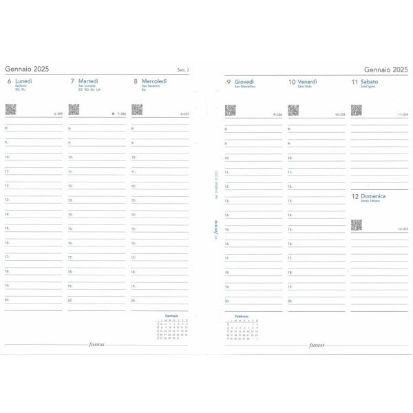 Filofax Ricambio Colore Bianco Agenda Anelli A5-Master 2025,Planning Settimanale Verticale 148x210mm. - immagine 2