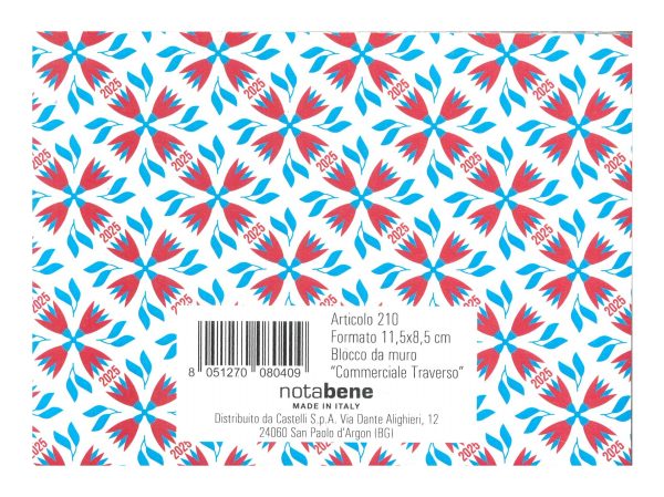Blocco Calendario da Muro"Commerciale Traverso"11,5x8,5cm.Anno 2025 Giornaliero AB210 - immagine 2