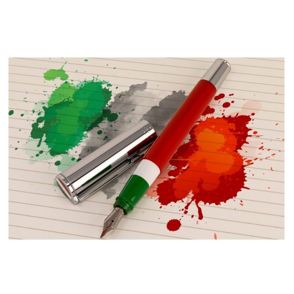 Penna Stilografica Aurora TU Verde, Bianca e Rossa con Testina Incisa e Laccata Tricolore - immagine 6