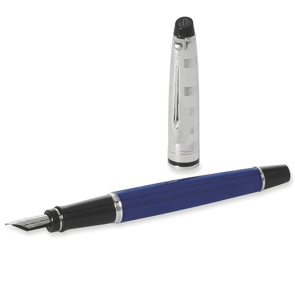 Set Penna Stilografica con Custodia Waterman Expert-Confezione Regalo,Blu Deluxe con Finiture Cromate CT - immagine 3