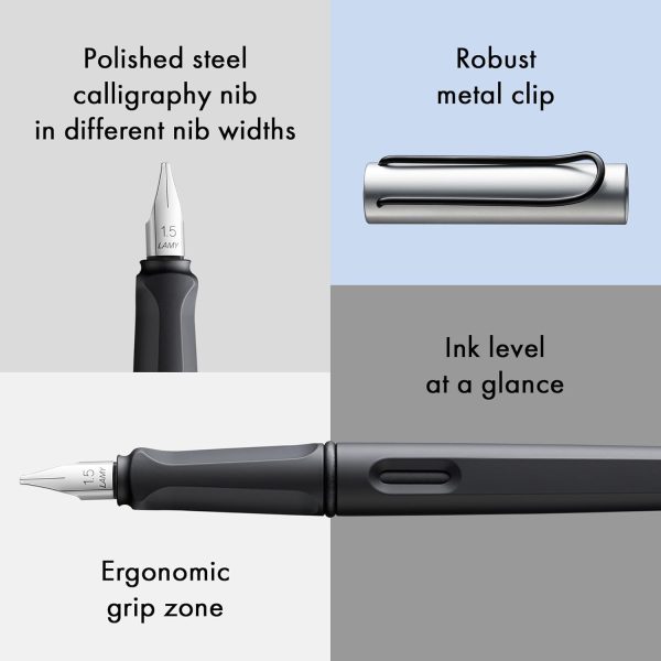 Lamy Set Penna calligrafica Joy Al Black con 3 Gruppi Pennini Diversi (1,1/1,5/1,9 mm) - immagine 4