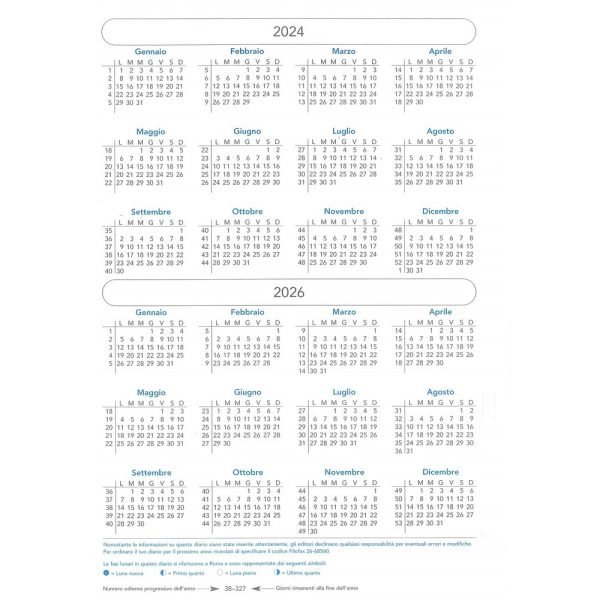 Filofax Ricambio Colore Bianco Agenda Anelli A5-Master 2025,Planning Settimanale Verticale 148x210mm. - immagine 4