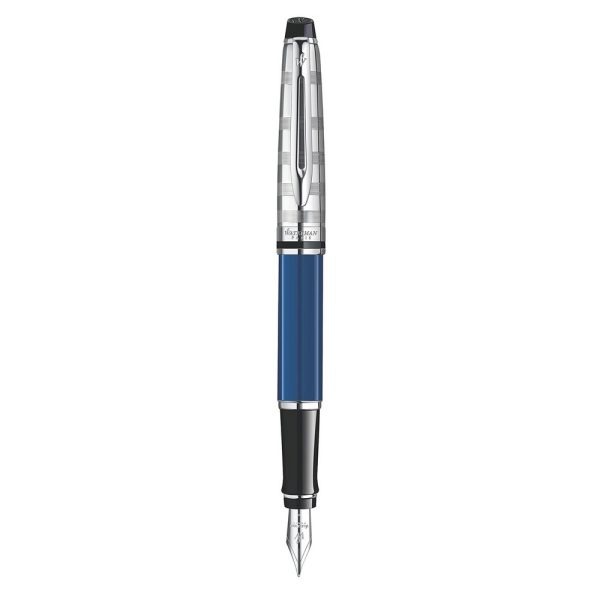Set Penna Stilografica con Custodia Waterman Expert-Confezione Regalo,Blu Deluxe con Finiture Cromate CT - immagine 4