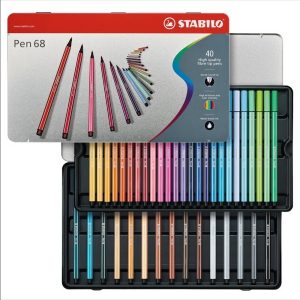 Stabilo Pennarello Pen 68 - Scatola in Metallo da 40 - Colori Assortiti