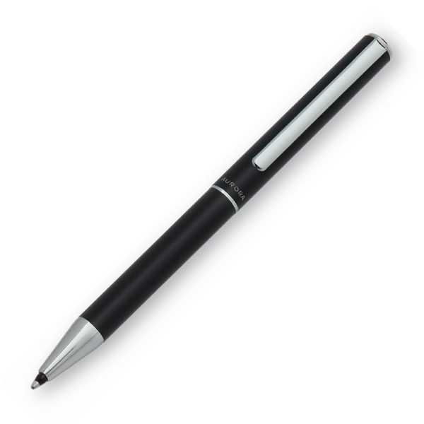 Penna a Sfera Aurora Magellano in Resina Nera, Finiture Cromate,Shorty,(Corta da Signora)A32-CS