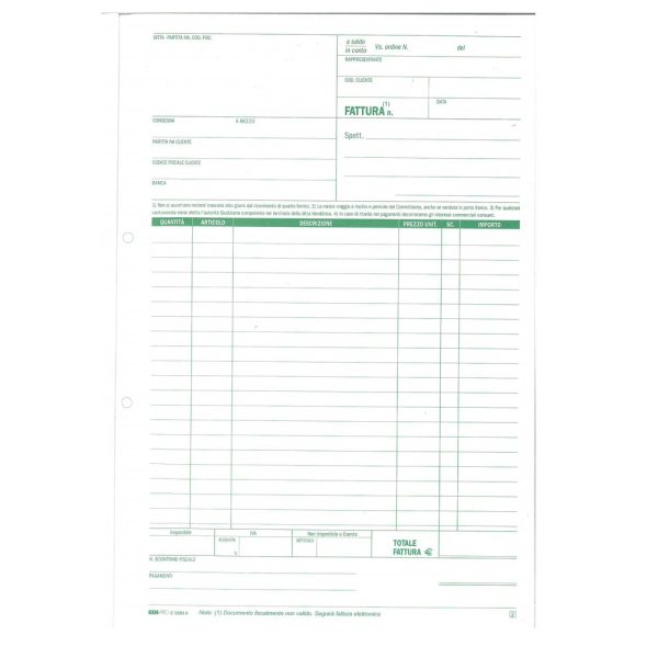 Confezione 10 Blocchi Fatture 1 Aliquota 50×2 Ricalcanti A4 29,7×22cm.  Edipro' - immagine 4