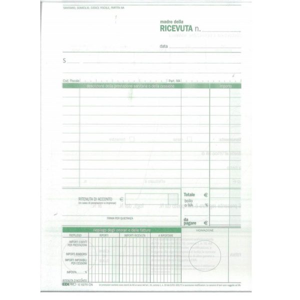 Scatola Blocchi Ricevute-Parcelle Sanitarie E5275CN A5 50x2 Ediprò - immagine 4