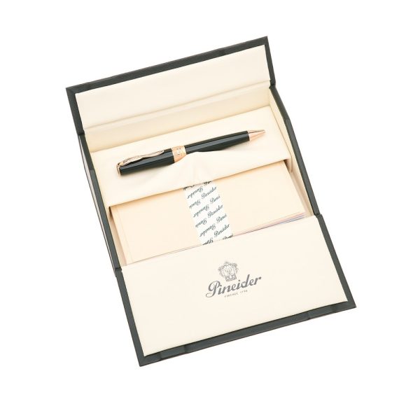 Penna a Sfera"Classic"Pineider Verde British-Rose Gold in Confezione Regalo - immagine 4