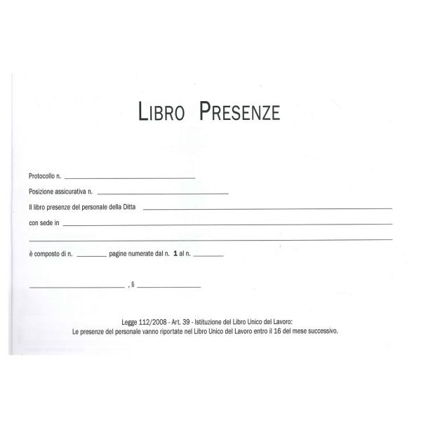 Blocco Presenze 50x2 Copie Autoricalcante 15 x 22cm. Ediprò E5143C - immagine 3