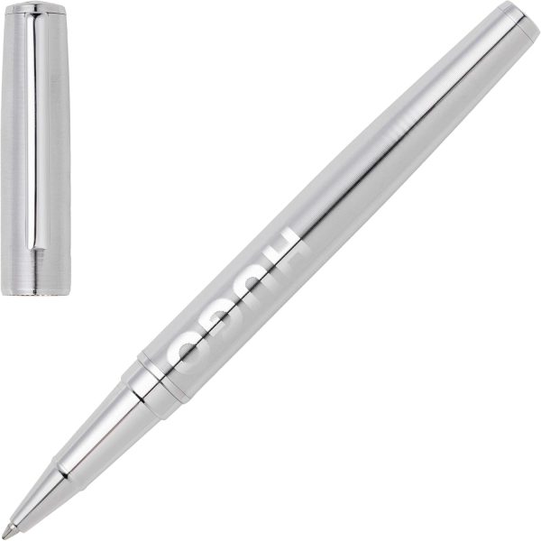 Penna Roller Hugo Boss Label Chrome Con Logo Tinta su Tinta - immagine 5