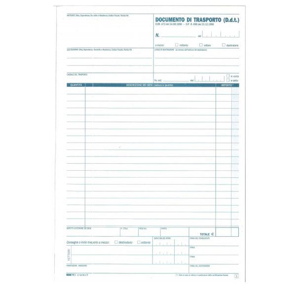 Blocco Documento di Trasporto - DDT E5219CT A4 33x3 - immagine 2