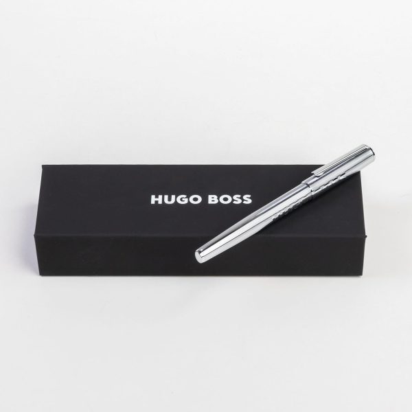 Penna Roller Hugo Boss Label Chrome Con Logo Tinta su Tinta - immagine 6