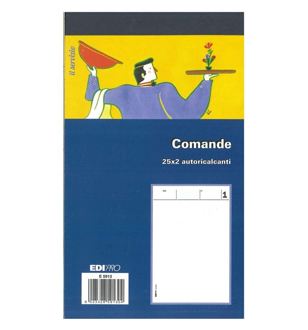 Blocco Comande da 25 Fogli x 2 Copie Autoricalcanti Edipro' E5913
