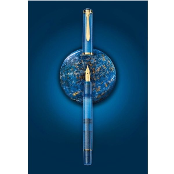 Set Regalo Stilografica Pelikan M200 F Golden Lapis+Inchiostro Edelstein Special 2024 - immagine 3