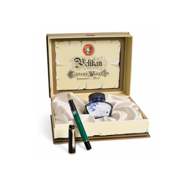 Set Regalo Penna Stilografica Pelikan M251 (200) Verde-Nera + Inchiostro