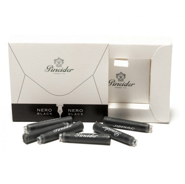 Scatola 6 Cartucce Nere Per Stilografica Marca Pineider - Package Of 6 Cartridges Boxes