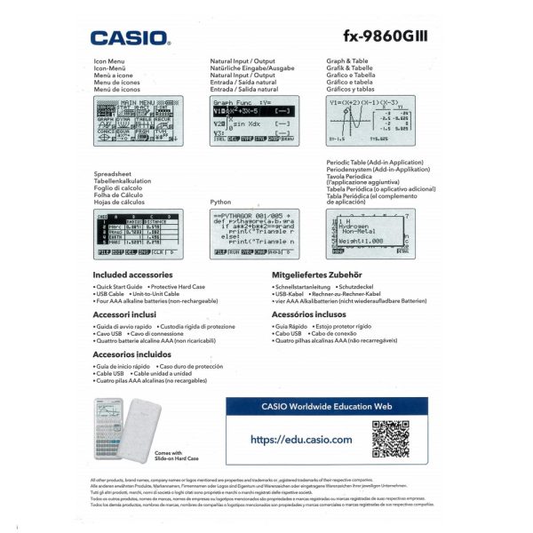 Calcolatrice Grafica Casio SENZA CAS (Ammessa agli Esami) fx-9860 GIII - immagine 3