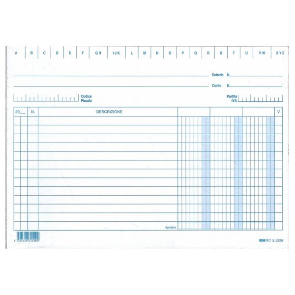 Blister 100 Schede a 3 Colonne Blu Ediprò 15 x 21 cm. E3259