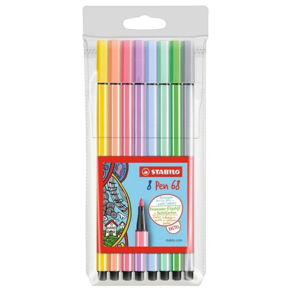 Stabilo Pen 68 Astuccio 8 Pennarelli Pastel Punta Media Acquarellabili