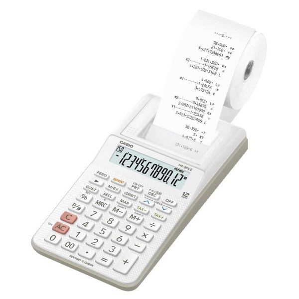 Casio Calcolatrice  Scrivente Portatile 12 Cifre HR-8RCE Bianca - immagine 4