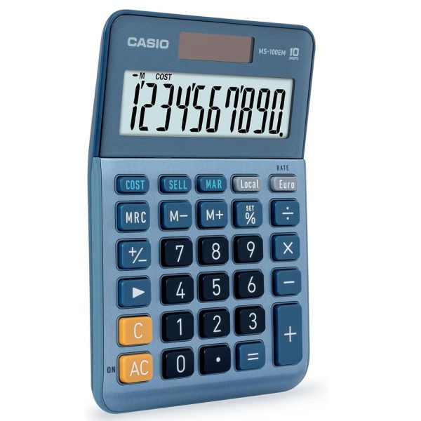 Calcolatrice da Tavolo Casio MS-100EM Display a 10 Cifre Doppia Alimentazione - immagine 3