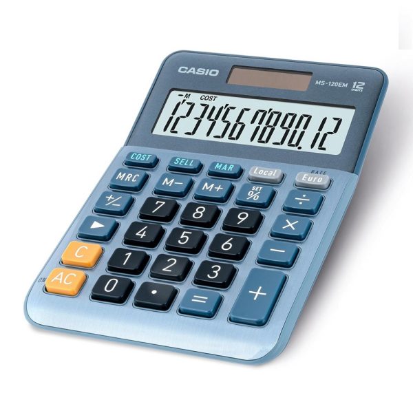 Calcolatrice da Tavolo Casio MS-120EM Display a 12 Cifre Doppia Alimentazione