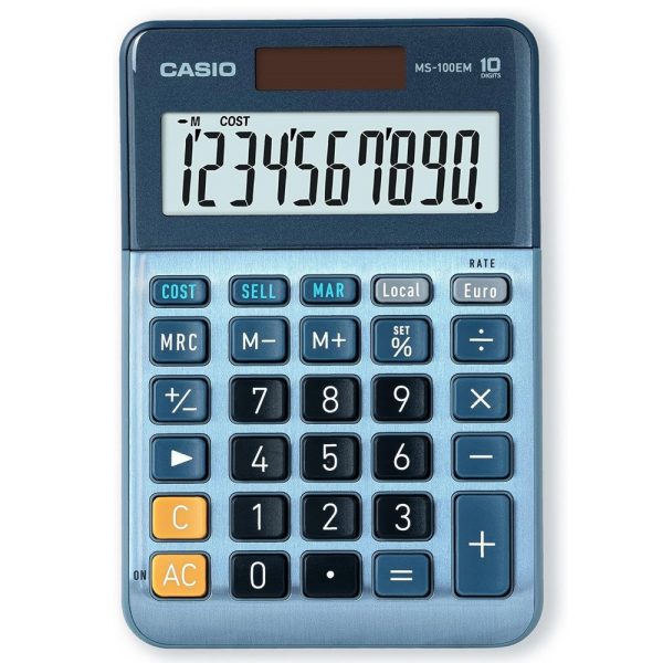 Calcolatrice da Tavolo Casio MS-100EM Display a 10 Cifre Doppia Alimentazione - immagine 6