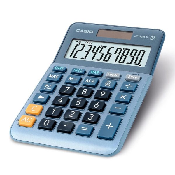 Calcolatrice da Tavolo Casio MS-100EM Display a 10 Cifre Doppia Alimentazione