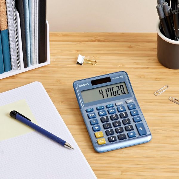 Calcolatrice da Tavolo Casio MS-100EM Display a 10 Cifre Doppia Alimentazione - immagine 5
