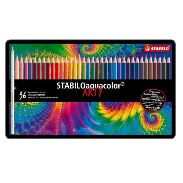 STABILOaquacolor-Matita Colorata Acquarellabile-ARTY-Scatola in Metallo - immagine 4