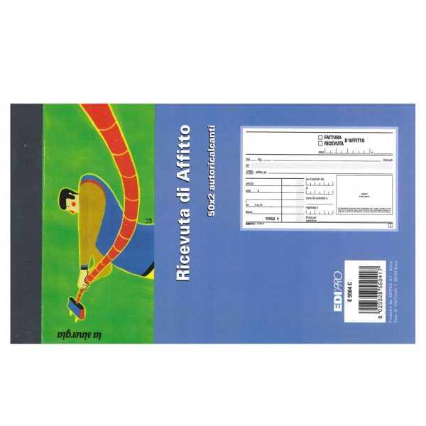 Blocchi Ricevute Affitto 50x2 Autoricalcanti Formato 9,9x17cm,Ediprò E5504C