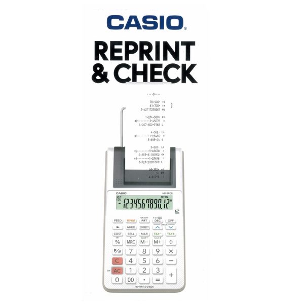 Casio Calcolatrice  Scrivente Portatile 12 Cifre HR-8RCE Bianca - immagine 2