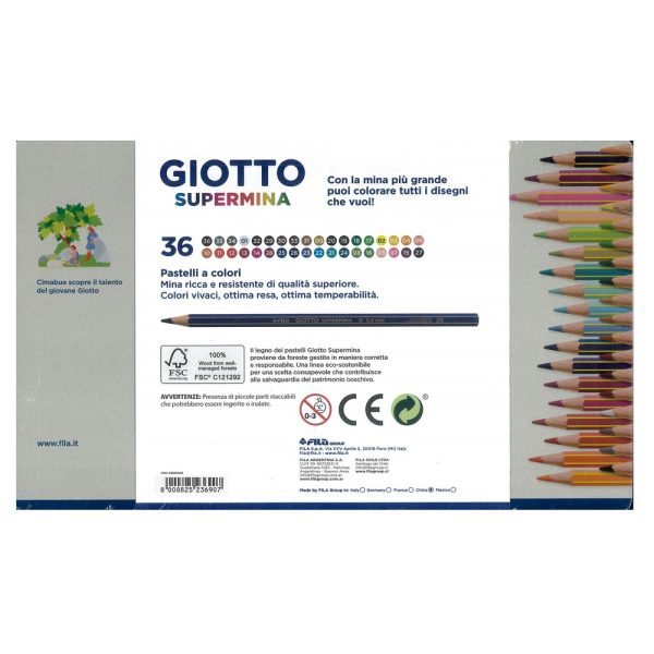 Scatola Di Metallo da 36 Matite a Pastello Giotto"Supermina"3.8 mm,Colori Intensi - immagine 3